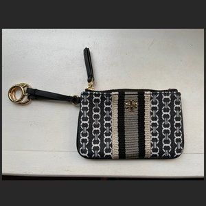Tory Burch Gemini Link Canvas Card Case Wallet Key Fob